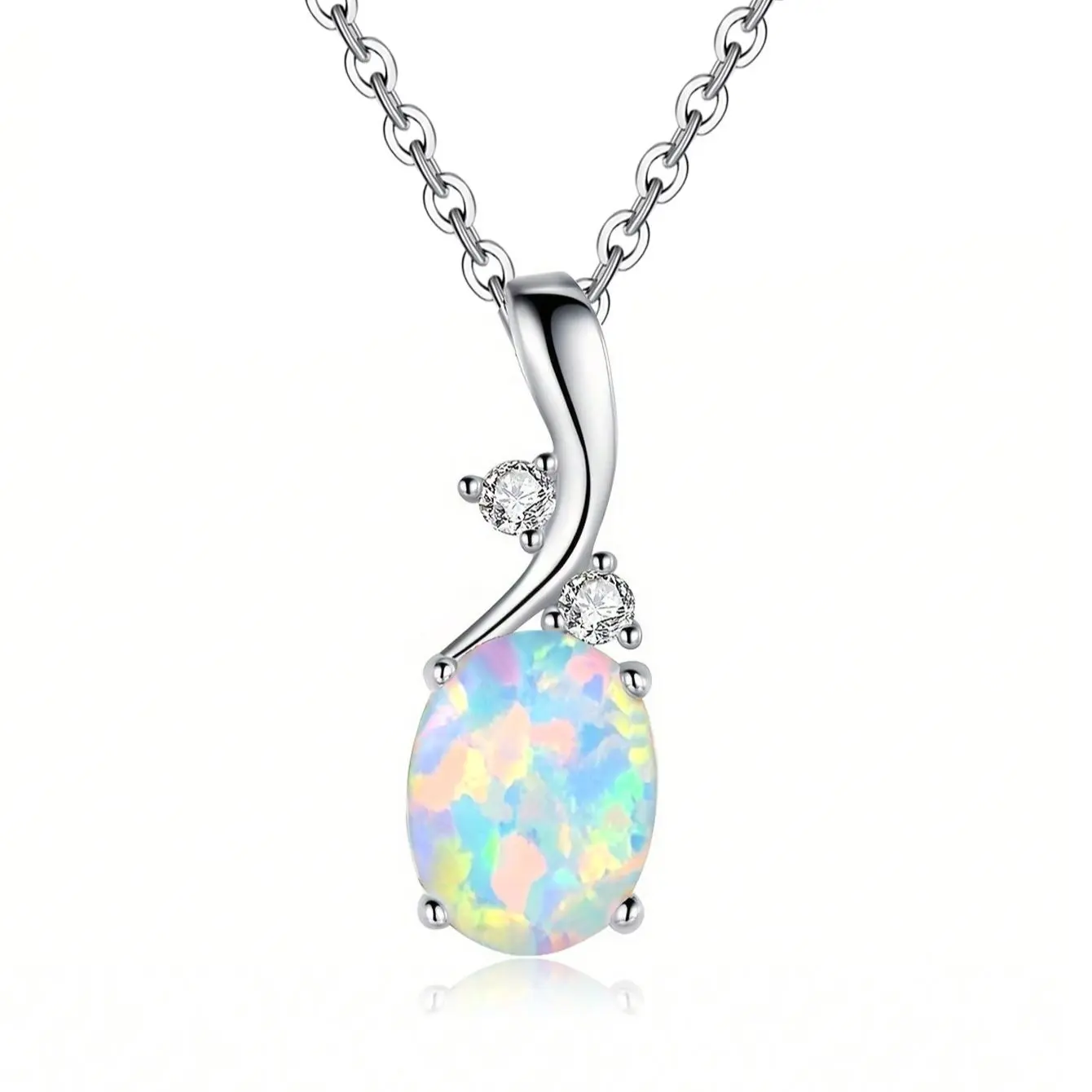Oval Shape Opal Pendant For Women Wedding Engagement Gift Charm Birthstone Jewelry Accessories For Everyday Wear
