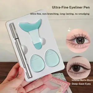 YOUBAOLI Multifunctional Eye Makeup Aid Tool Kit, Eyeliner Stencil + Powder Puff All-In-One, Beginner-Friendly Makeup Tools for Students