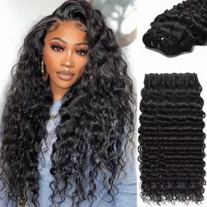 16A Raw Bundles Human Hair Deep Wave Human Hair Bundles,Curly Bundles Human Hair 100% Unprocessed Virgin Remy hair Extensions Quick Weave (Deep Wave 4 Bundles, 18 20 22 24 inch)