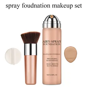 Flawless Airy spray Foundation High Coverage Foundation Smooth Creamy Matte Spray Foundation Makeup Kit For Mature Skin With Natural Nude Finish #Beige