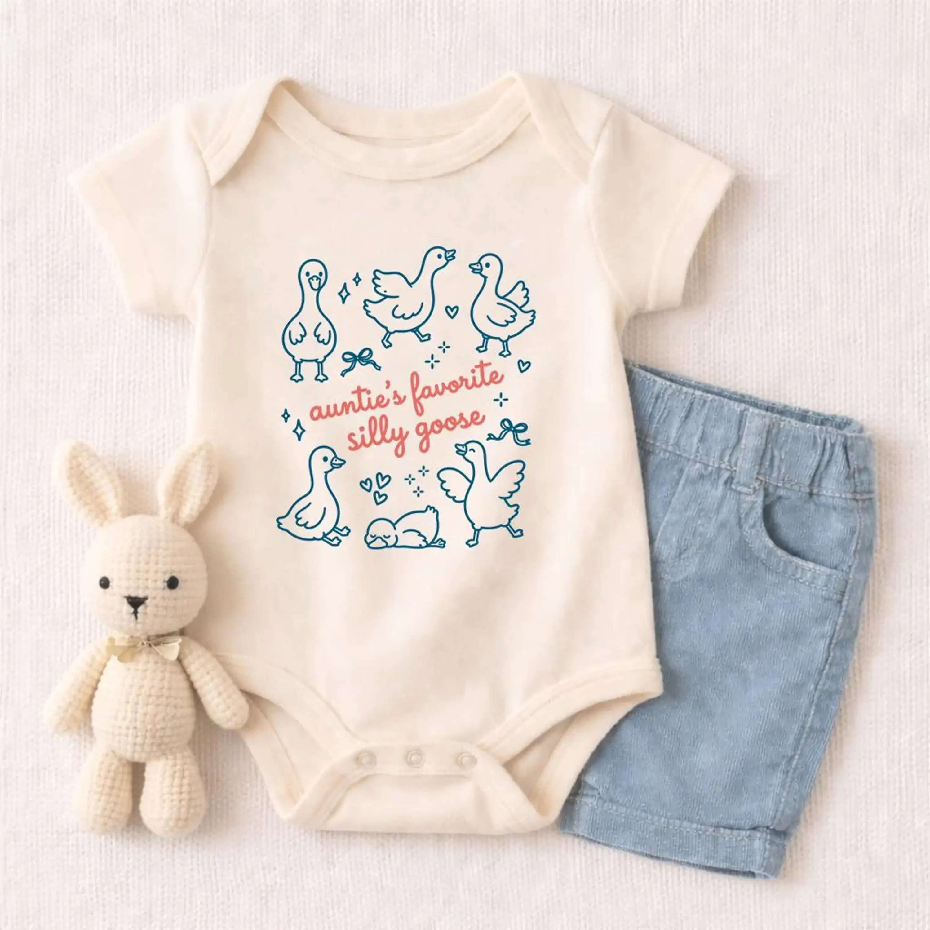 Auntie's Favorite Silly Goose Baby Bodysuit, Funny Aunt Gift, Cute Newborn Clothes Boy Girl, Baby Shower Present
