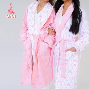 Women Robe, Elegant Long Sleeve Bow Lightweight Sleepwear with Waist Belt Loungewear