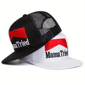 Unisex MAMA TRIED Letter Embroidered Hip Hop Hat Mesh Hat Adjustable Baseball Cap Breathable Sun Protection Outdoor Hat
