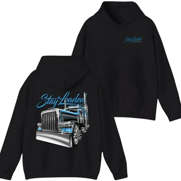 Men's Big Rig Truck Graphic Hoodie, Comfy Streetwear Pullover Sweatshirts, Casual Fall Winter Menswear Tops for Enthusiasts