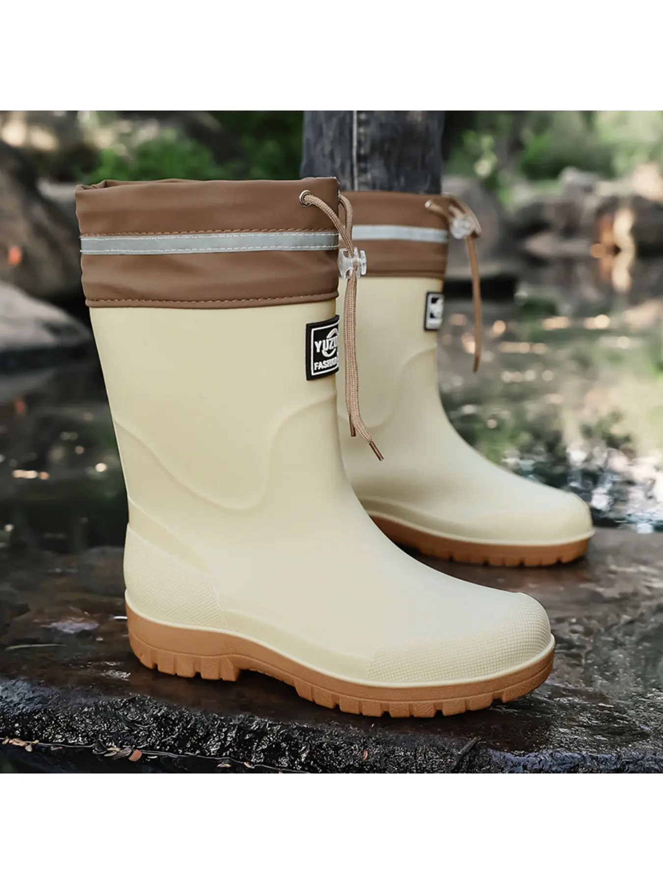 Outdoor Commute Rain Boots male and female Vintage Waterproof Shoes Lightweight Durable All-Season Rain Shoes