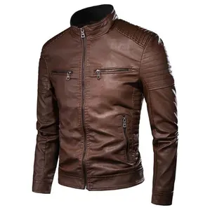 Mens Faux Leather Jacket 2025 Zip Up Mock Neck - Slim Fit Biker Style Coat - Casual Fall Winter Outerwear for Daily Wear