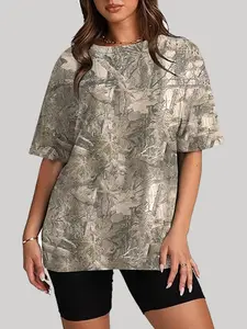 Unisex Camouflage Print T-Shirt, Loose-Fit Classic Round Neck Short Sleeve Top, Street Style Summer Wear, Casual Fashion for Men & Women
