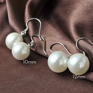 Simple Elegant Big Shell Pearl Women 925 Sterling Sliver Earrings