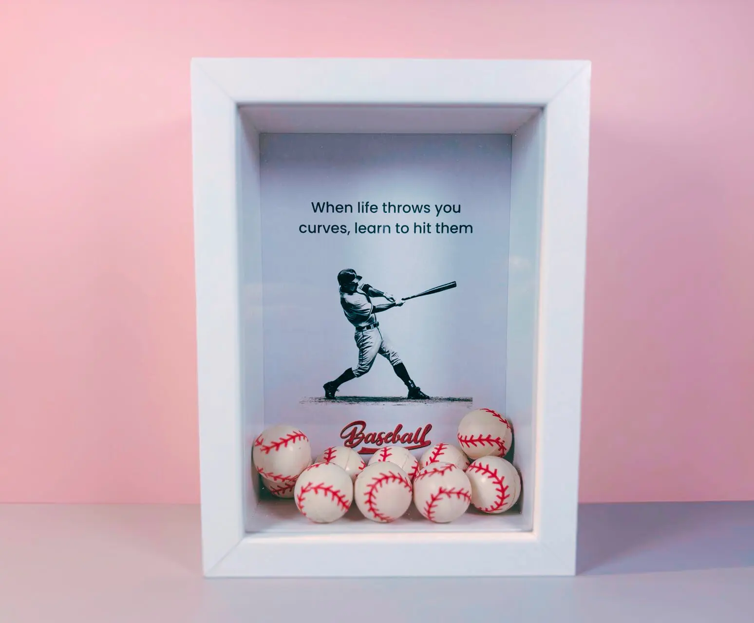 3D Baseball-Themed Custom Wooden Picture Frame – Featuring Realistic Baseball Accent
