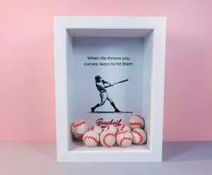 3D Baseball-Themed Custom Wooden Picture Frame – Featuring Realistic Baseball Accent