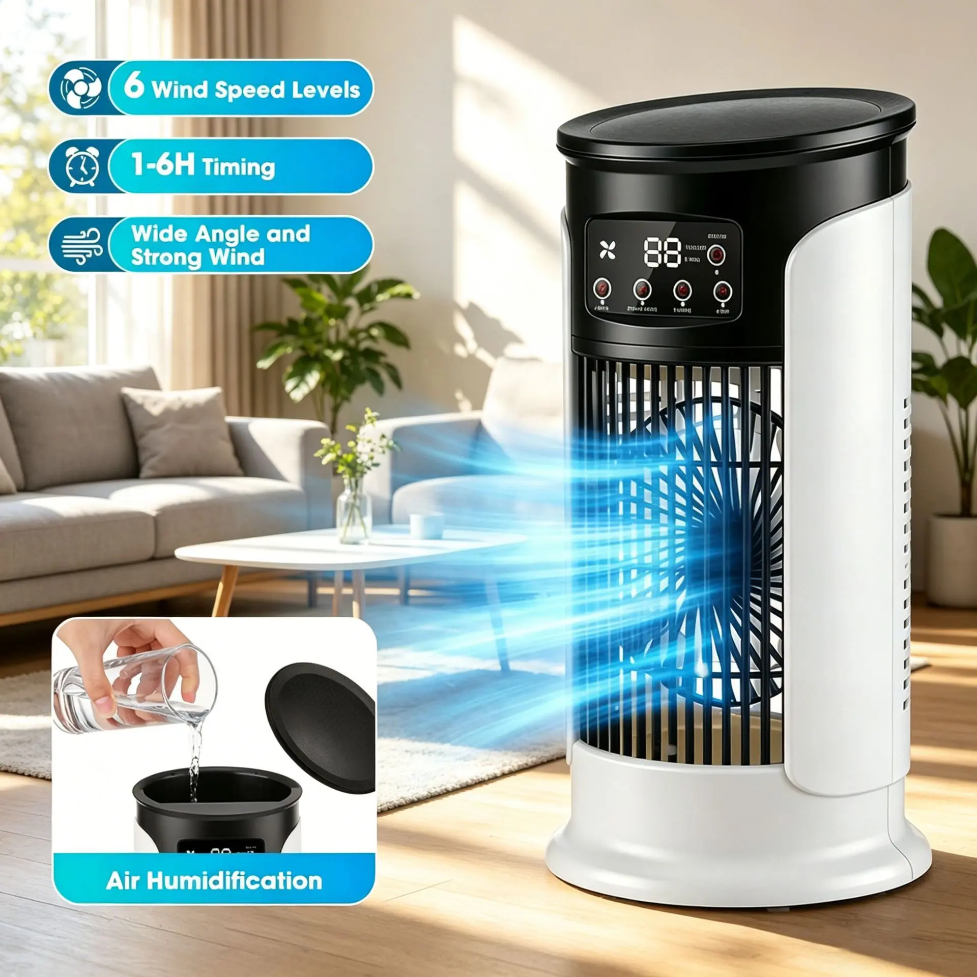 Office. Desktop USB fan for study, office mist mini air conditioner fan, portable cooling device