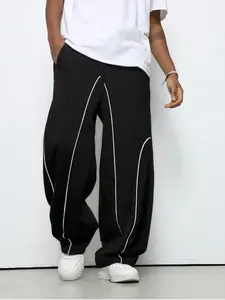 Athleisure men's loose straight sweatpants, men's fashionable simple casual standard size sweatpants, suitable for all seasons, men's casual loose wide-leg straight sweatpants Running Fitness Trousers