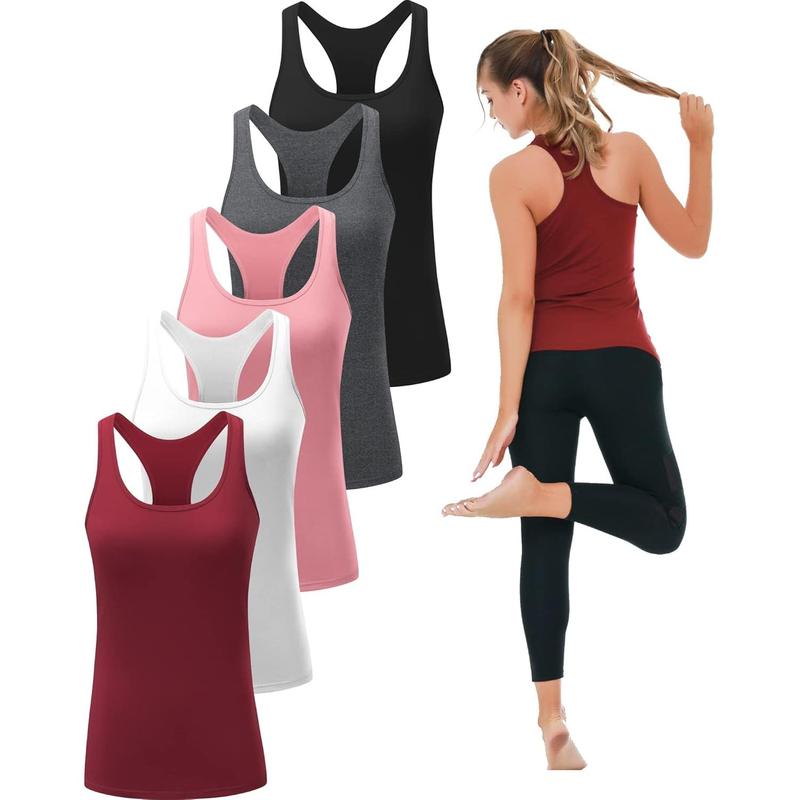 6 or 5 Pack Workout Tank Tops for Women, Athletic Racerback Sports Tank Tops,  Sleeveless Dry Fit Shirts singlet quick  jersey 25 26 away hazel sweatsuits UV Protection Women's Running Shirts half  tights  running loose    shirt compression