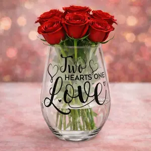 Two Hearts One Love Stemless Wine Glass – Romantic Valentine’s Gift