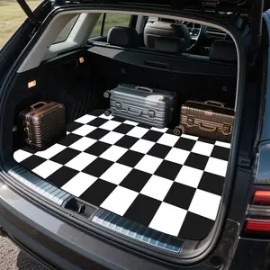Chessboard Pattern General Motors Car Trunk Pad -Breathable All-Season Polyester Fiber Trunk Pad -Suitable for 95% of sedans, suitable for  weather conditions -All-weather use, for car decoration |     Auto durable anti-slip seat pet floor mats vehicle