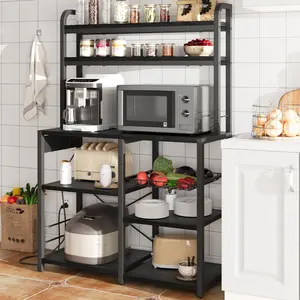 【GARVEE】Bakers Rack with Power Outlet, 6-Tier Storage, MDF and Steel, Adjustable Feet, Anti-Tip Kit, for Kitchen and Dining