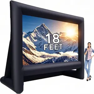 Inflatable Outdoor Projector Movie Screen - Portable Front & Rear Projection Cinema Screen with Rope, Blower, Tent Stakes - Great for Backyard, Pool, Indoor and Outdoor Movie Nights
