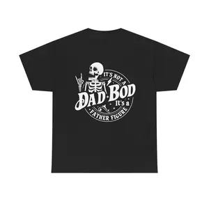 It's Not A Dad Bod It's A Father Figure Skeleton Shirt | Funny Dad Shirt | Skull Graphic Tee | Father's Day Gift for Cool Dad | Mens Vintage Rock T-Shirt | Husband Birthday Gift | Unisex Cotton Tee
