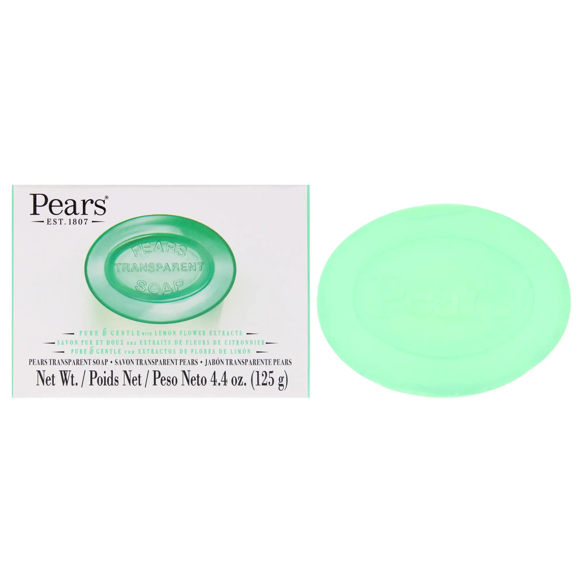 Pure and Gentle with Glycerin and Lemon Flower Extracts - Green by Pears for Unisex - 4.4 oz Bar Soap