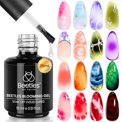 Beetles 15ml Cruelty-Free UV LED Blooming Gel Nail Polish - Cosmetic Nail Care Product for Adults, Spreading Effect for Floral/Tie Dye/Marble Designs, Soak-Off DIY Manicure Gift