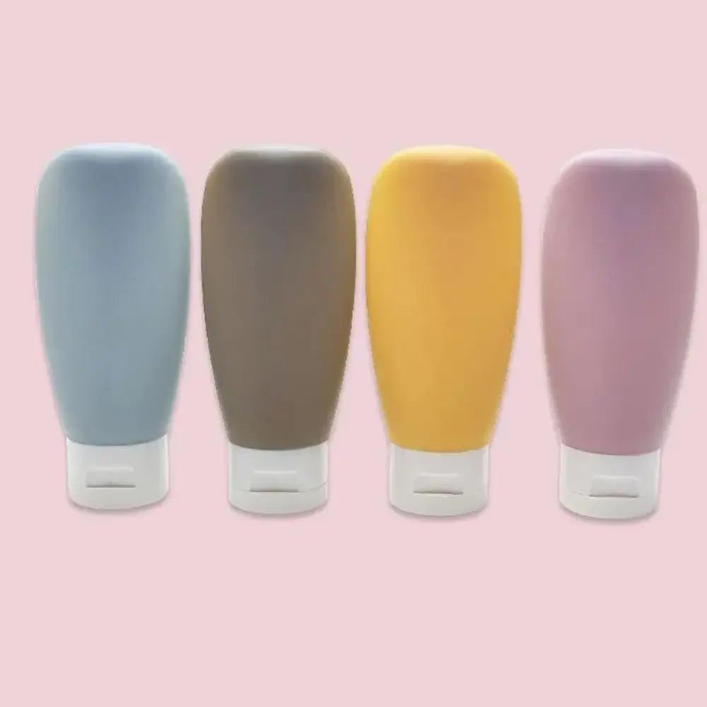 4Pcs Set Soft Silicone Travel Bottles Leakproof Squeeze Tube Refillable Lotion Container Portable for Shampoo Conditioner Lotion Storage Dispenser