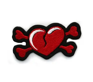 Cross Bone Brocken Heart embroidered patch