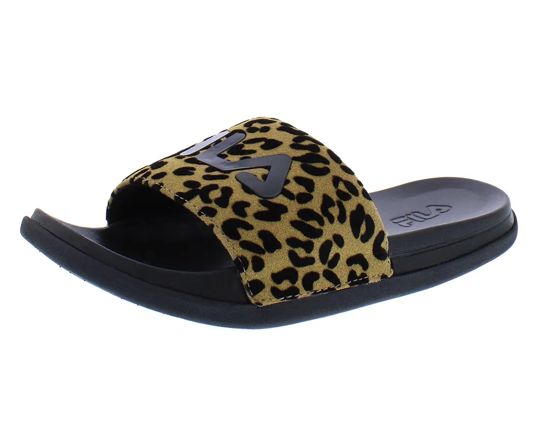 FILA Women's Drifter Lux Wild Animal Print Slides, Sporty and Comfortable Cushioned Footwear for Summer and Beach