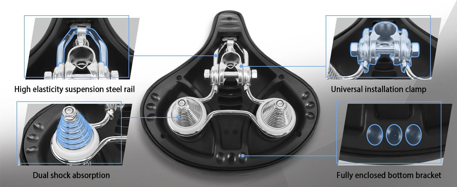 BUCKLOS Bike Seat for Comfort Men Women Wide Bicycle Seats Large Bike Saddle for Ebike Beach Cruiser Peloton Stationary Bike Ergonomic Gel Foam Bicycle Seat suitable for city, mountain, and road bikes ebike parts ride ebikemod BUCKLOS Bike Seat for Comfort Men Women Wide Bicycle Seats Large Bike Saddle for Ebike Beach Cruiser Peloton Stationary Bike Ergonomic Gel Foam Bicycle Seat suitable for city, mountain, and road bikes ebike parts ride ebikemod