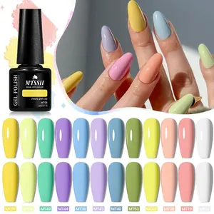 MTSSII 7ml Macaron Candy Color Gel Nail Polish, 12-color Light Candy Dearm Color Semi Permanent Hybrid Gel Varnish Soak Off UV LED Nail Art Manicure Cosmetic French Tip Nails