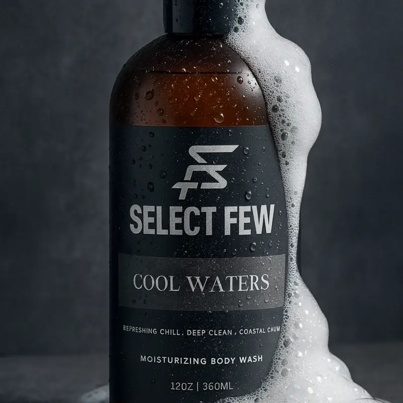 Cool Waters Body Wash for Men – Full Body Wash with Aloe Vera & Natural Oils – Crisp Citrus, Bold Spice, Smooth Amber & Woods – Handmade, Small-Batch