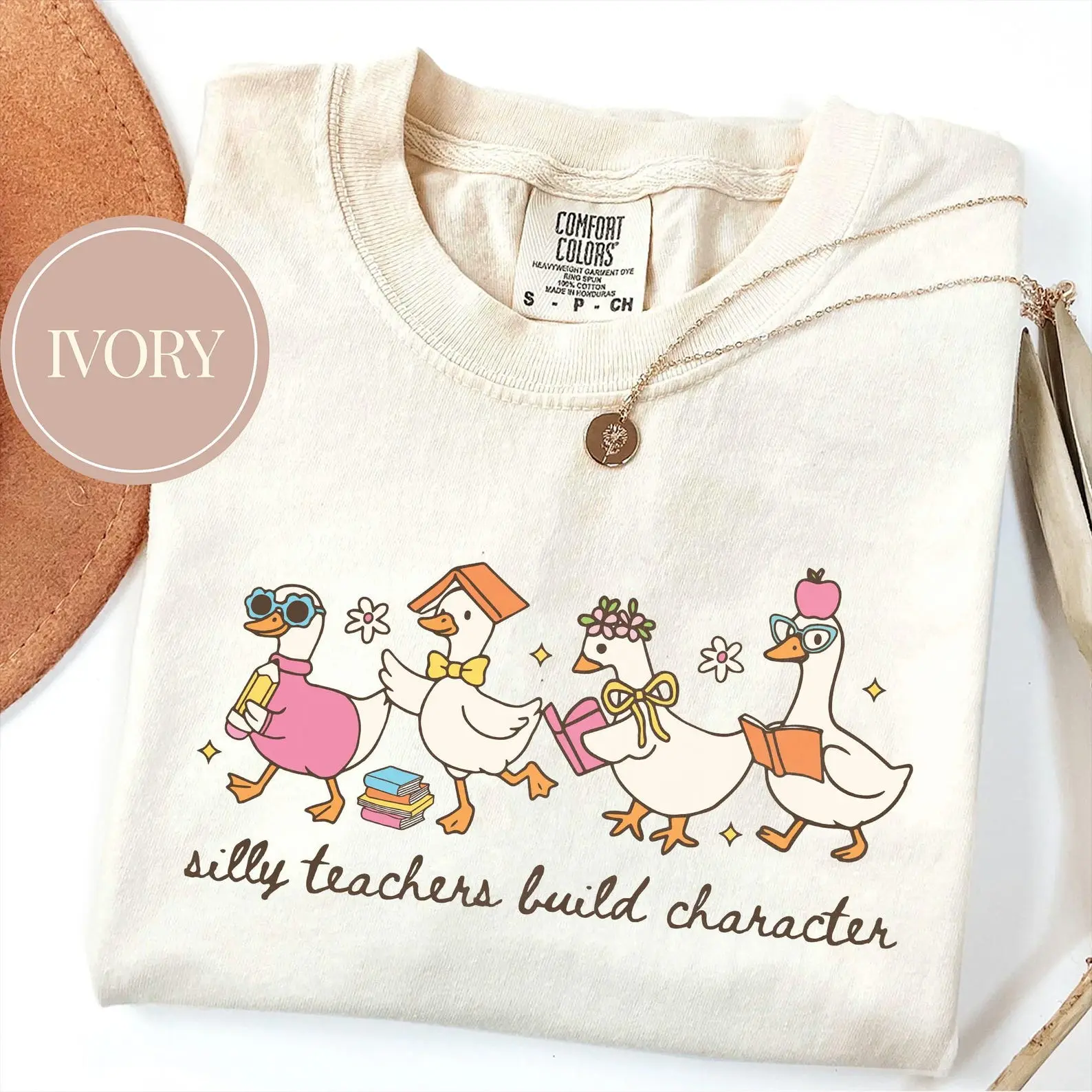 Comfort Colors Silly Teacher Goose Shirt, Silly Goose Teacher Tshirt, Back to School Tee, Teachers Appreciation Gift, Funny Gift For Teacher, Retro Girly Tee