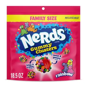 Gummy Clusters, Candy, Rainbow, Crunchy and Gummy, 18.5 oz Snack Sweet Yummy