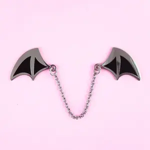 Demon Wings Enamel Pin Set - Silver/Black Fashion Accessories brooch pin