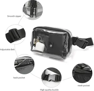 Clear Fanny Pack - Stadium Approved Clear Water Proof Fanny Pack Waist Bag with Adjustable Strap, Festivals, Hiking, Concerts and Travel