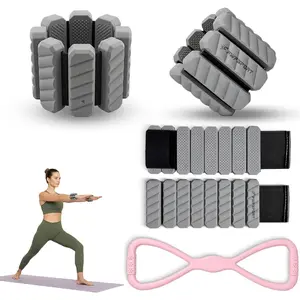 Adjustable Ankle Weights Set with Resistance Band for Women & Men, 2 LB Pair (1 LB Each),  Wrist & Ankle Weights for Walking, Yoga, Pilates, Workout & Strength