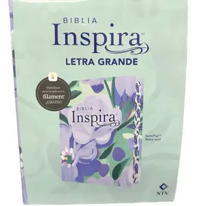 Biblia Inspira Letra Grande NTV SentiPiel Ramo Azul Habilitada para lectura con filamento gratis
