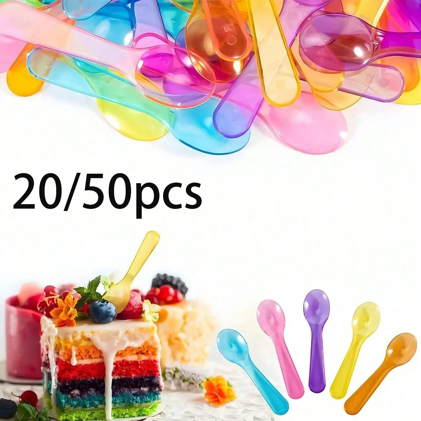 20/50 Pcs Colorful Sampling Spoons, Plastic Spoons Bulk, 3-Inch Plastic Multicolor Ice Cream Dessert Spoons, Mini Plastic Spoons for Cake, Yogurt, Jam, Party Gifts