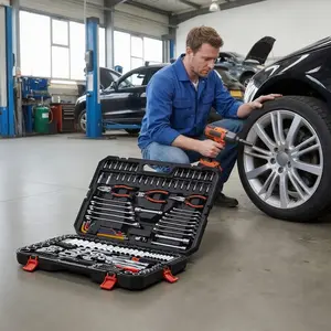 VEVOR Mechanics Tool Set, 314-Piece Mechanic Tool Kit, 1/4 in, 3/8 in, and 1/2 in Drive, Metric Socket Set, Wrenches, Screwdriver Bits, Accessories, and Storage Case, for Automotive and Home Repair