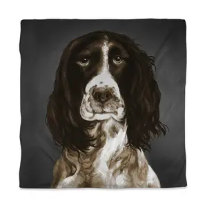 Begin Home Decor 3817-SWCQ-AN308-1 Brown Springer Spaniel Queen Size Duvet Cover - Home Decor Bedding