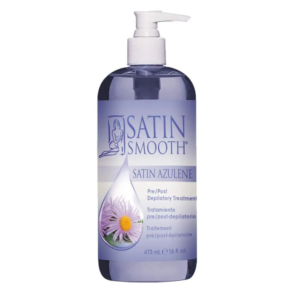 Satin Smooth Azulene Pre & Post Depilatory Treatment, Soothing Body Care Cream for Waxing Hair Removal on Normal Skin, 16 oz, Hair Removal Solution, Cosmetic, 16 Fl Oz, 160Z, Natural Oils, Prepares Skin, Waxing Care, Apply Pre/Post, Single Item, Smooth Te