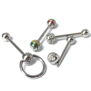 4pc Bulk Pack Assorted Style Tongue Rings 14g Tounge Body Jewelry