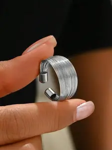 1 open multi-layer line ring, women's hip-hop street style ring, suitable for daily wear, Trendy Jewellery Accessories