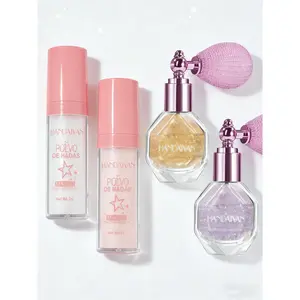 HANDAIYAN Fairy Dust Polvo de Hadas Highlighter Set, Shimmering Patting Powder & Glitter Spray for Face, Body & Hair, Luminous Glow for Festival, Party & Christmas Gift