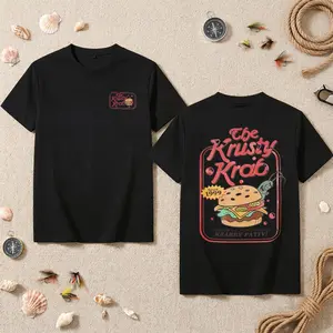 [2][vintage t shirts]Youth and Adult#SpngeB0b#SquareP@nts Krusty Krab Plankton T-Shirt – Double-Sided Graphic Tee, Casual Unisex Streetwear Top, Trendy Summer Outfit, Funny Cartoon Shirt, Perfect Gift for Men & Women[funny graphic tee]