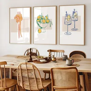 Kitchen Wall Art, Set of 3 posters, Pasta lover, Cocktail drinks, Kitchen printable art