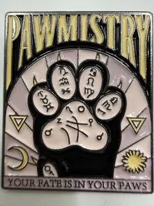 Pawmistry Enamel Pin - Mystical Cat Paw with Arcane Symbols for Denim Jackets & Backpacks - Pastel Design for Cat-Obsessed Mystics