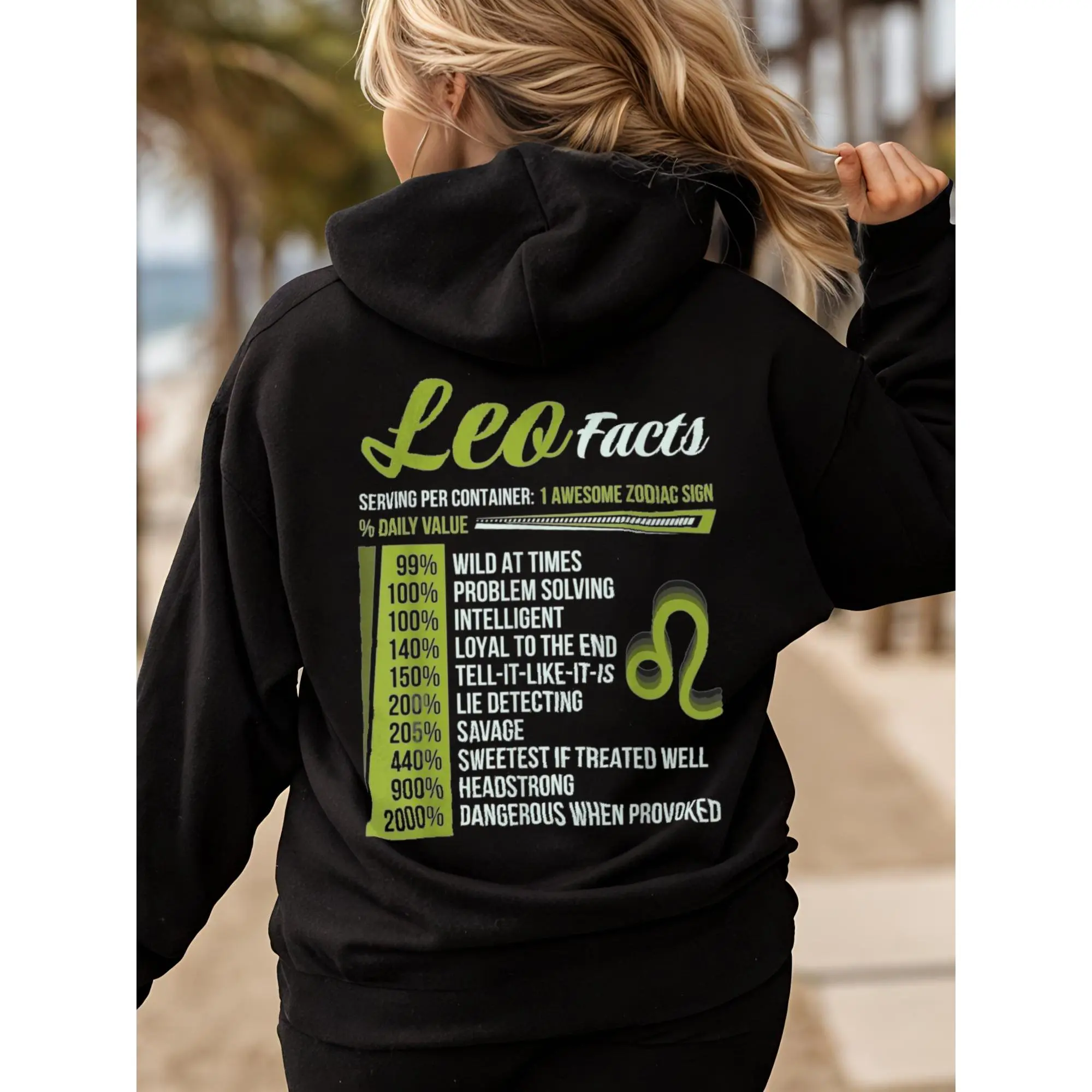 Funny Leo Zodiac Astrological Sign Hoodie for Women - Long Sleeve Hooded Sweatshirt with Horoscope Traits Print - Perfect Gift for Birthday Christmas Halloween Party Outfit Womenswear Tops Casual sweatshirts winter outfits comfort hoodies graphic hoodie