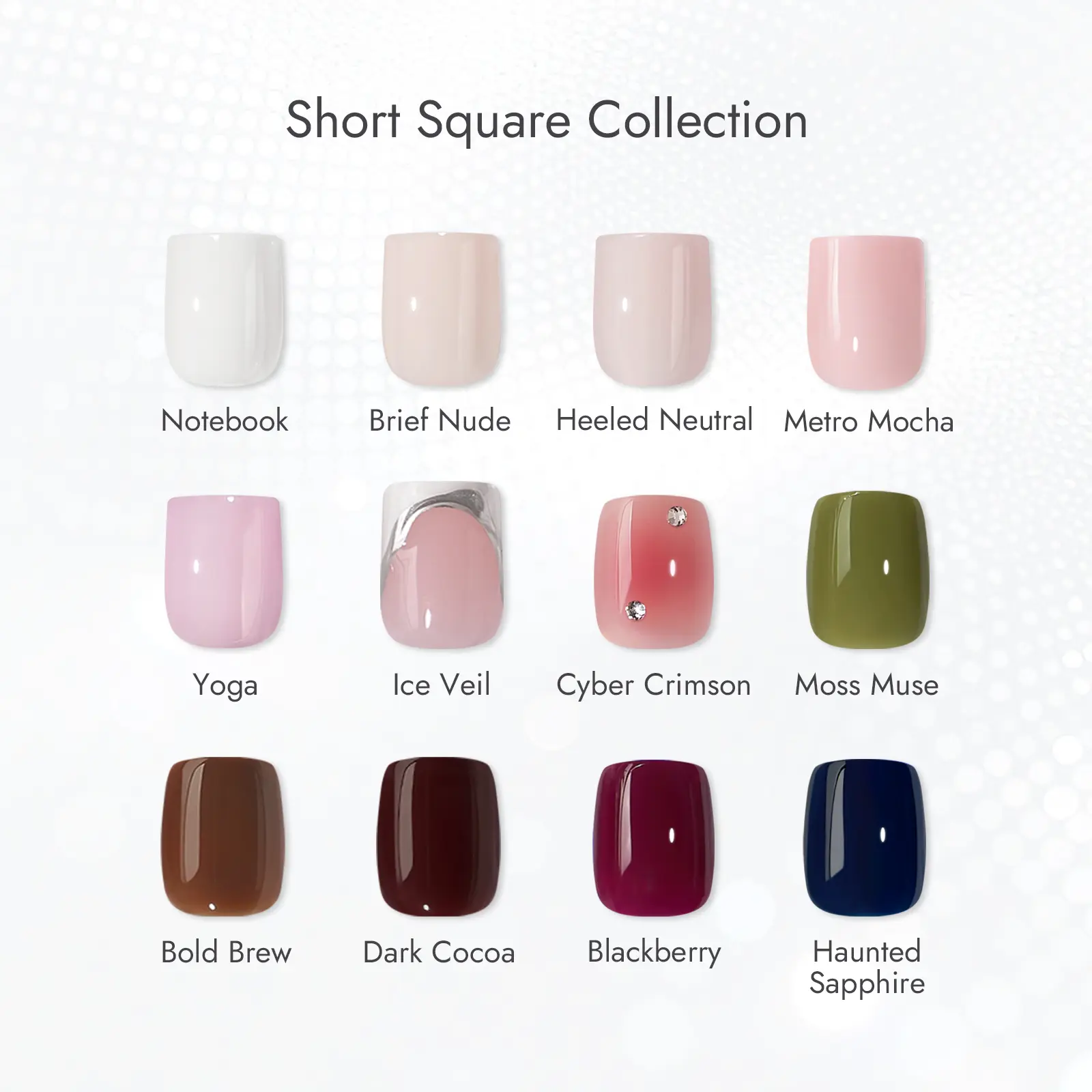 [Buy 1 Get 1 Free Glue]BTArtbox Press On Nails - Short Square Squoval 3D Press On Nails with Glue for Women, Opaque Soft Gel Cat Eye Square French Tip Glue On Nails in 15 Sizes - 30 Stick On Nails Kit, Summer Party Clean Girl