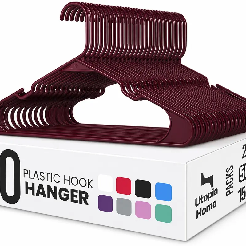 Plastic Notched Adult Hangers for Any Clothing Type, Maroon Supreme 50 Count