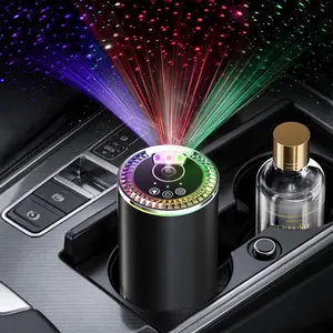 Smart Car Air Freshener Diffuser, [Summer Vibes] Rechargable Automative Waterless Car Diffuser, for Essential Oils with Star Projector, 3 Adjustable Scent with LED Lights